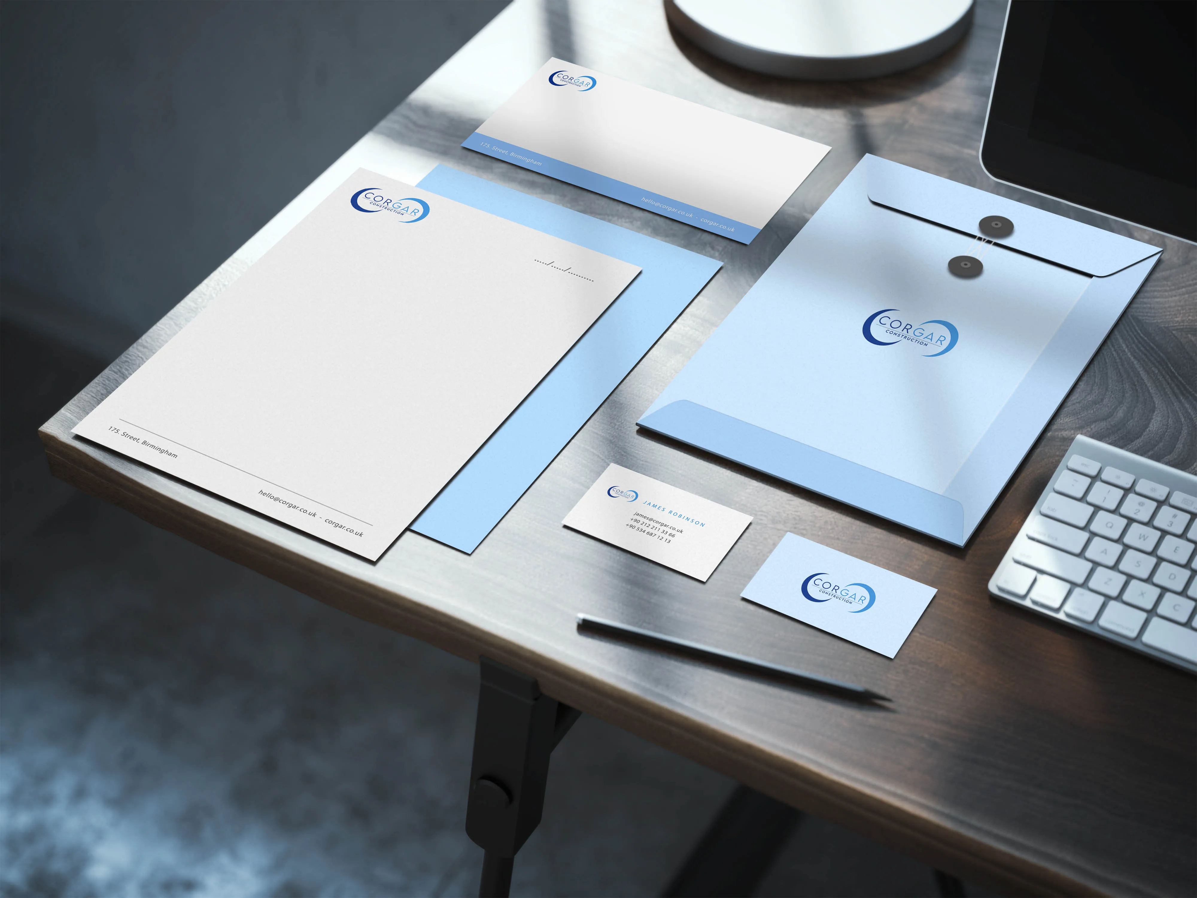 CORGAR stationery mockups