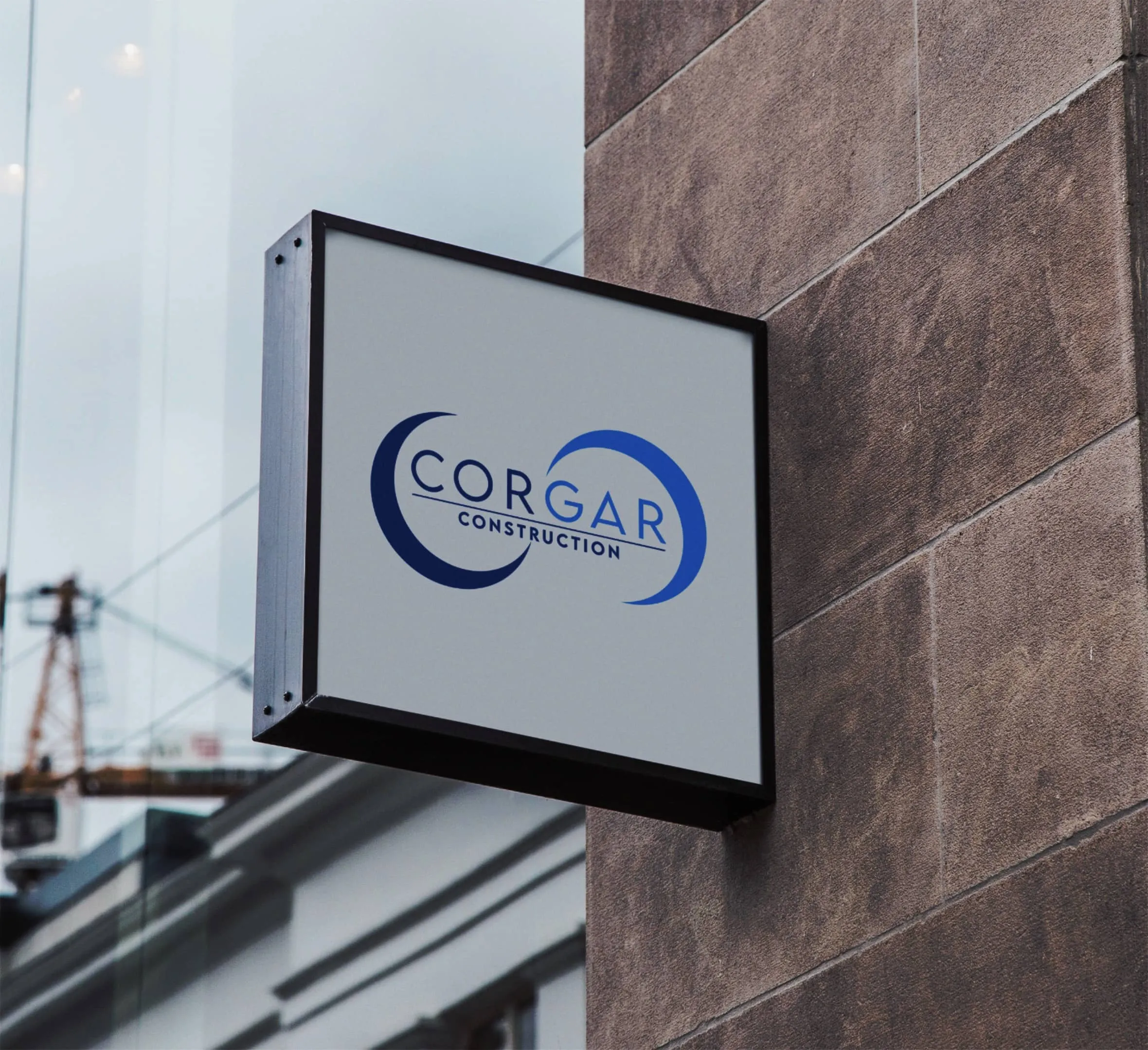 CORGAR square signage mockup